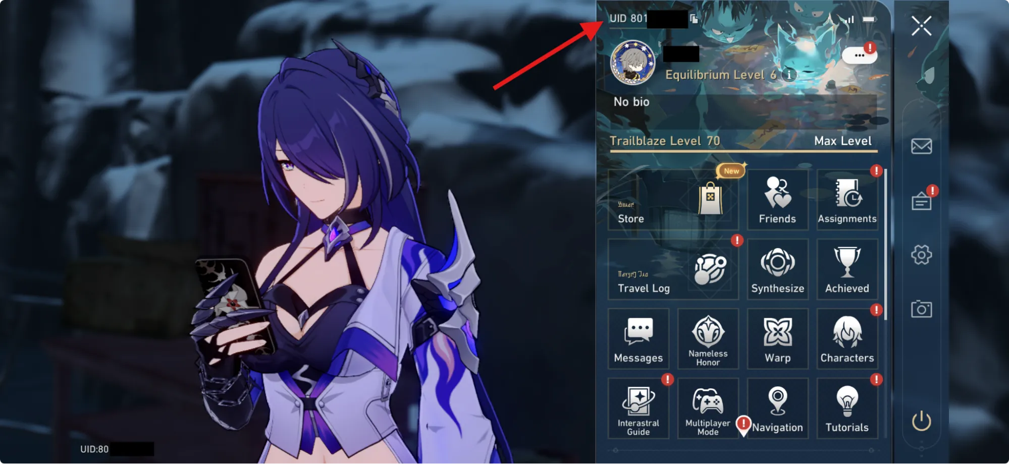 copy your Honkai: Star Rail UID to paste it to BuffBuff