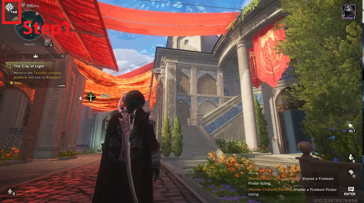 The Destiny Rising Menu