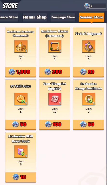Last War Season Store