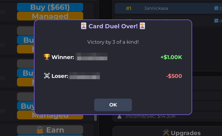 Card Duel in CashWars