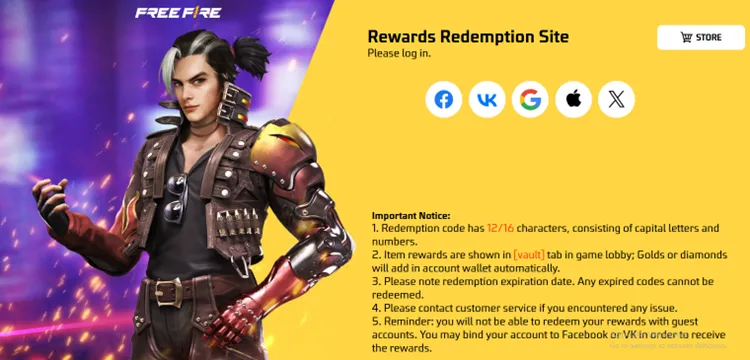 Acesse o site oficial de Resgate de Recompensas da Garena.