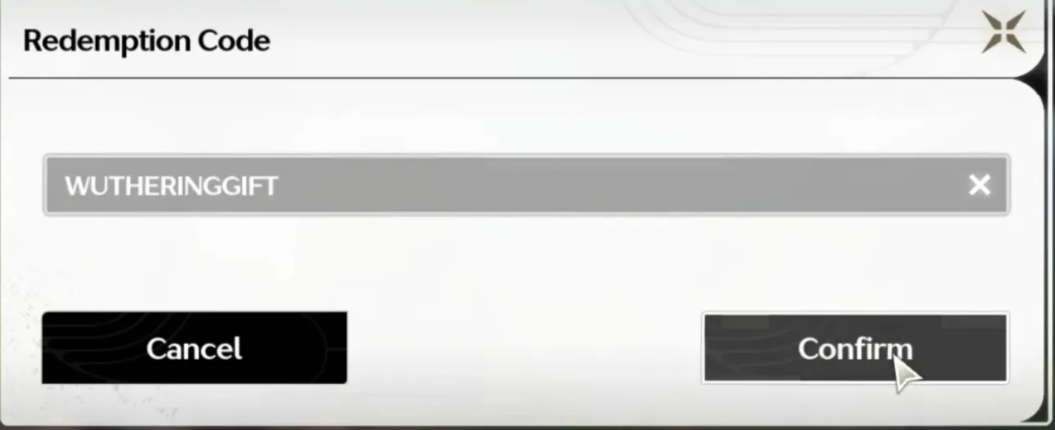 Confirm Wuthering Waves Code Button