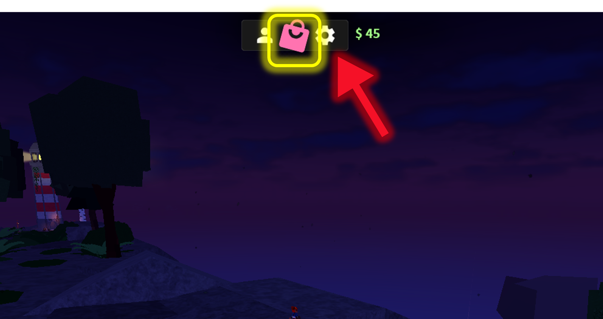 Перейдите в верхнюю часть экрана и нажмите на значок Магазина