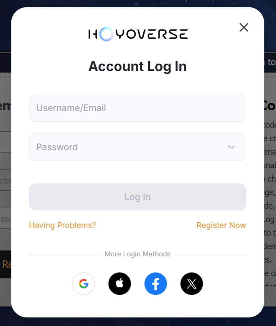  Masuk ke akun HoYoverse-mu. Pastikan akun kamu sudah tersambung. Kalau belum, buka dulu game-nya lalu link akunmu ke HoYoverse.