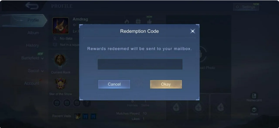  Abra o correio dentro do Mobile Legends para receber recompensas de códigos