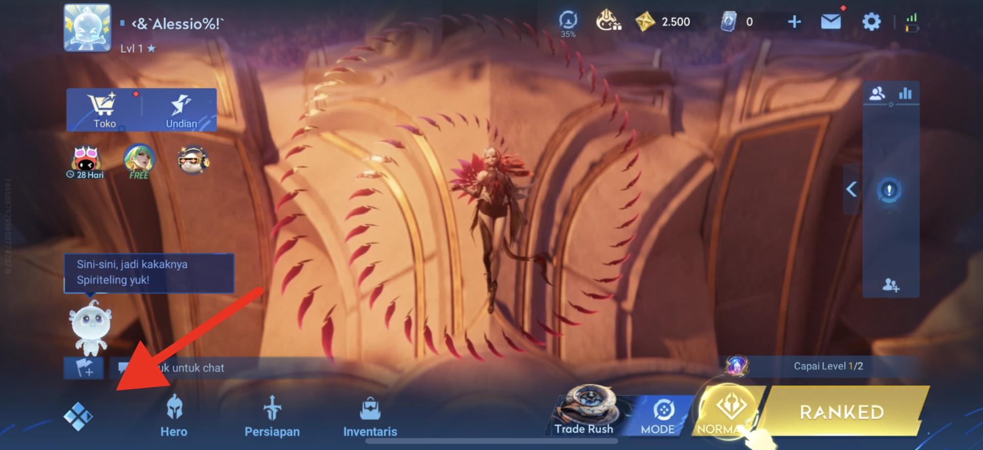 Di menu utama, tap ikon 4 kotak berlian di pojok kiri bawah.