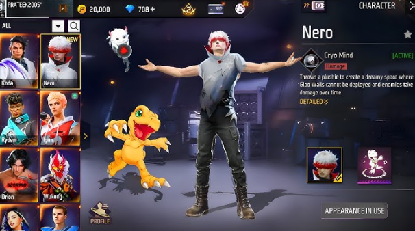 Character Outfits in Free Fire x Digimon Collab