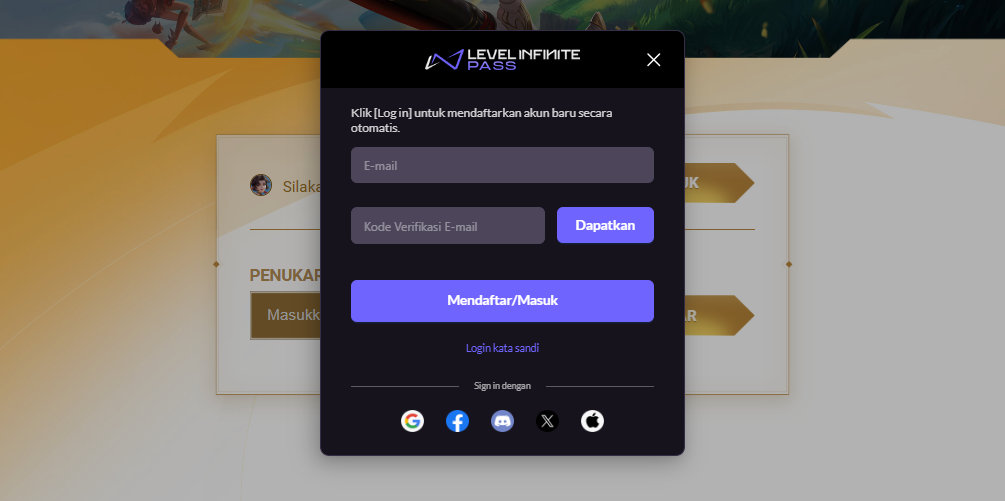 Login pakai akun Honor of Kings-mu seperti biasa.