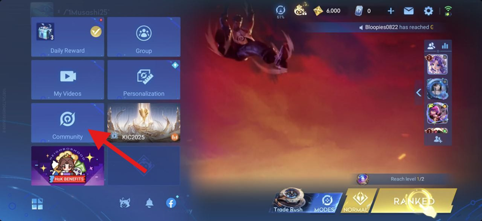  In the left-hand menu pop-up, select the “Community” tab