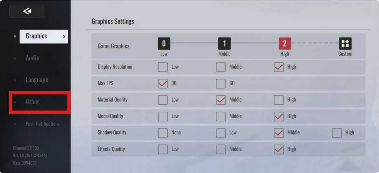 Selecione “Other” no menu lateral de Etheria:Restart