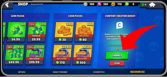 Buka Brawl Stars lalu masuk ke menu Shop
