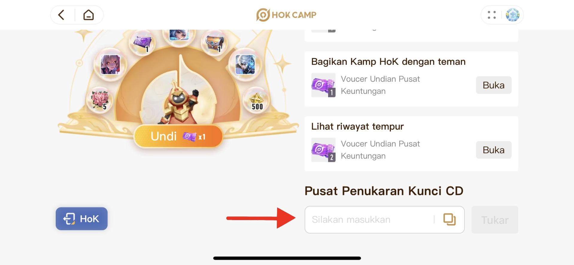 Setelah ketemu, paste atau ketik salah satu kode yang ada di tabel atas, lalu klik Tukar.