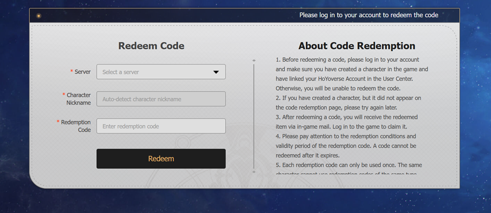 Buka browser (lewat HP atau PC) lalu masuk ke halaman redeem code Honkai Star Rail.