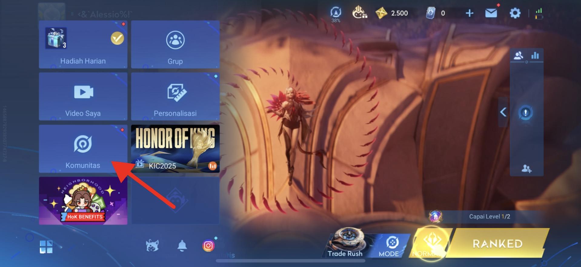 Di panel kiri yang muncul, pilih tab Komunitas.