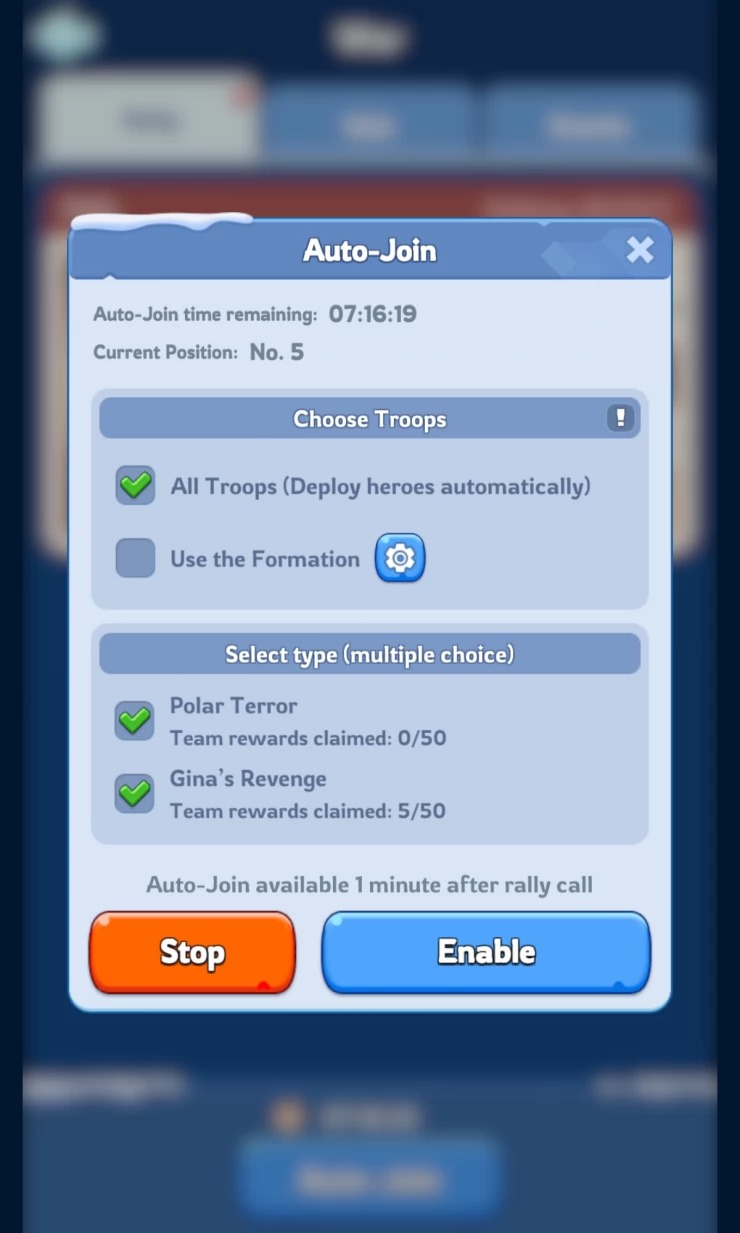 Auto-join configuration for rally cadence.