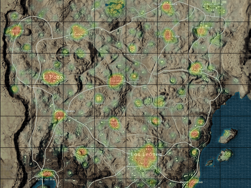 Players’ Landing Choices Density Map