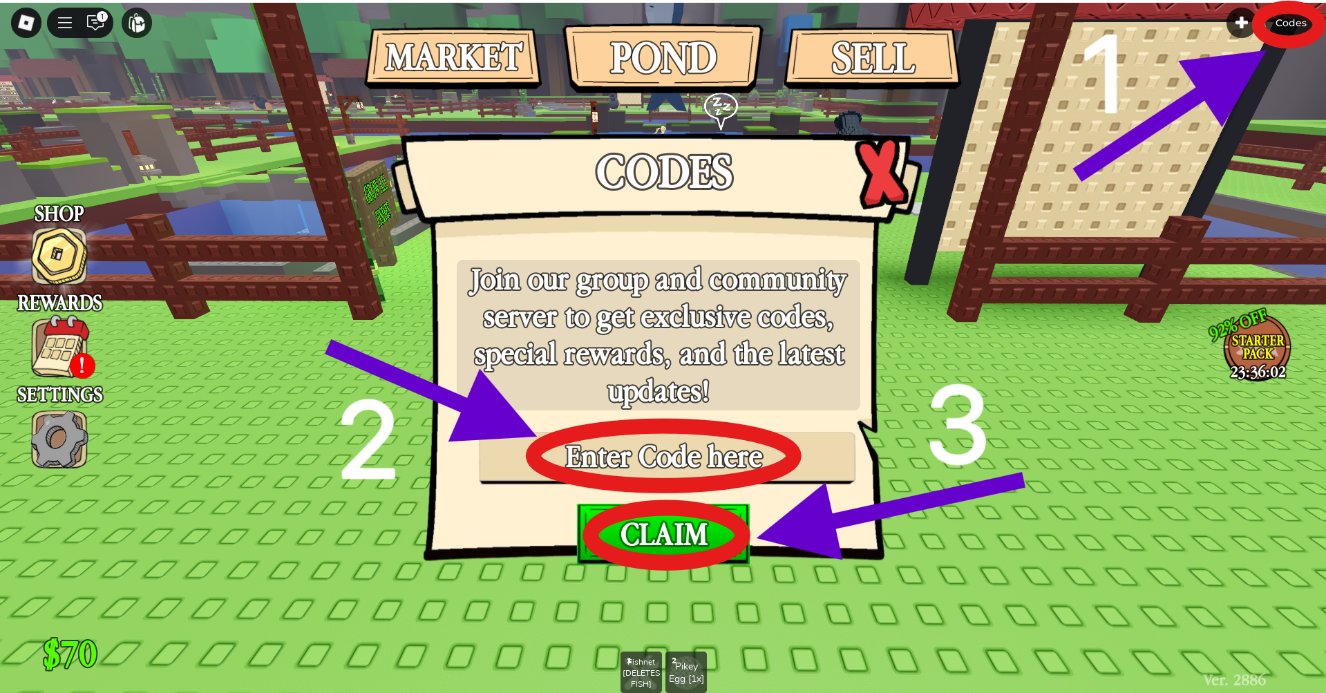 How to Redeem Codes in Own a Fish Pond