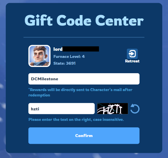 Confirm Code