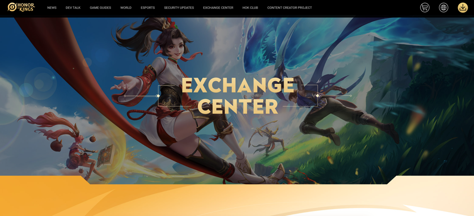 Go to the Honor of Kings Exchange Center page on a browser