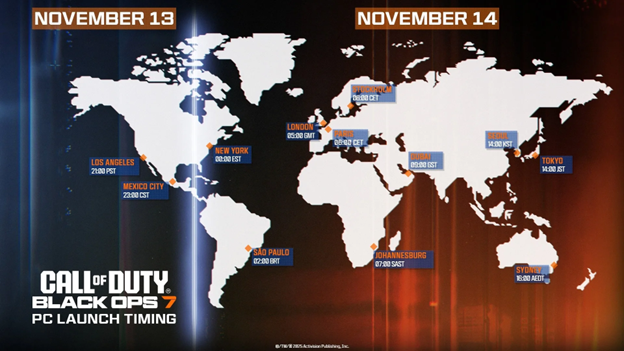 Call of Duty: Black Ops 7 Launch Times on Steam and Battle.net