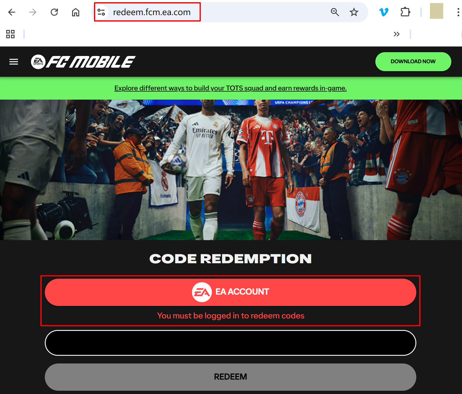 FC MOBILE Redeem Center