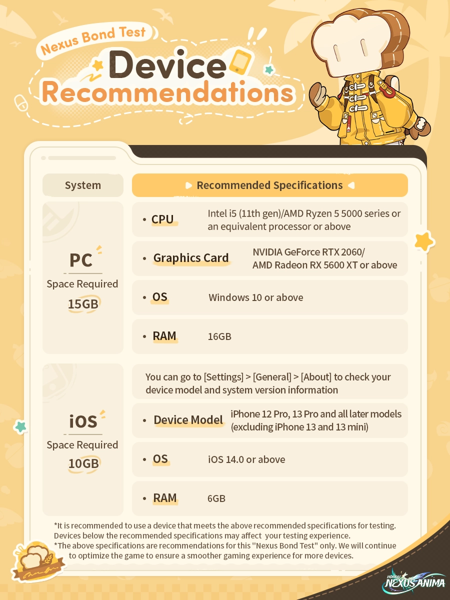 Nexus Bond Test Device Requirements and Important Notes