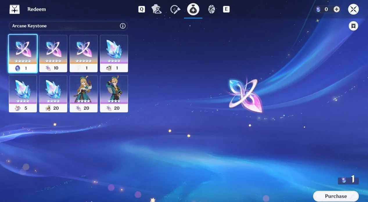 The test version banners currently include Arcane Keystone, outfits, cosmetics, accessories, and materials. 